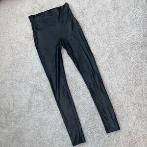 Spanx By Sara Blakely High Rise Faux Leather Leggings Black Women Petite Small